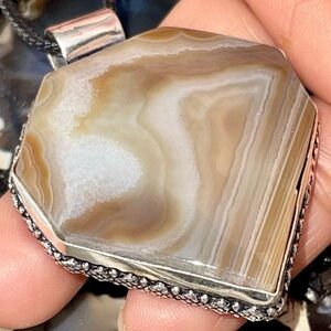 Brown Banded Agate Pendant 2”